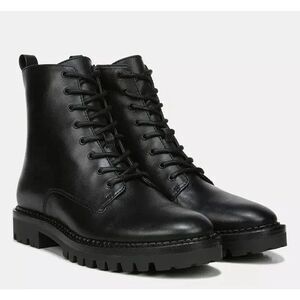 NEW, VINCE Women's Cabria Leather Lug Sole Combat Boots Black Lace Up SZ 9.5M